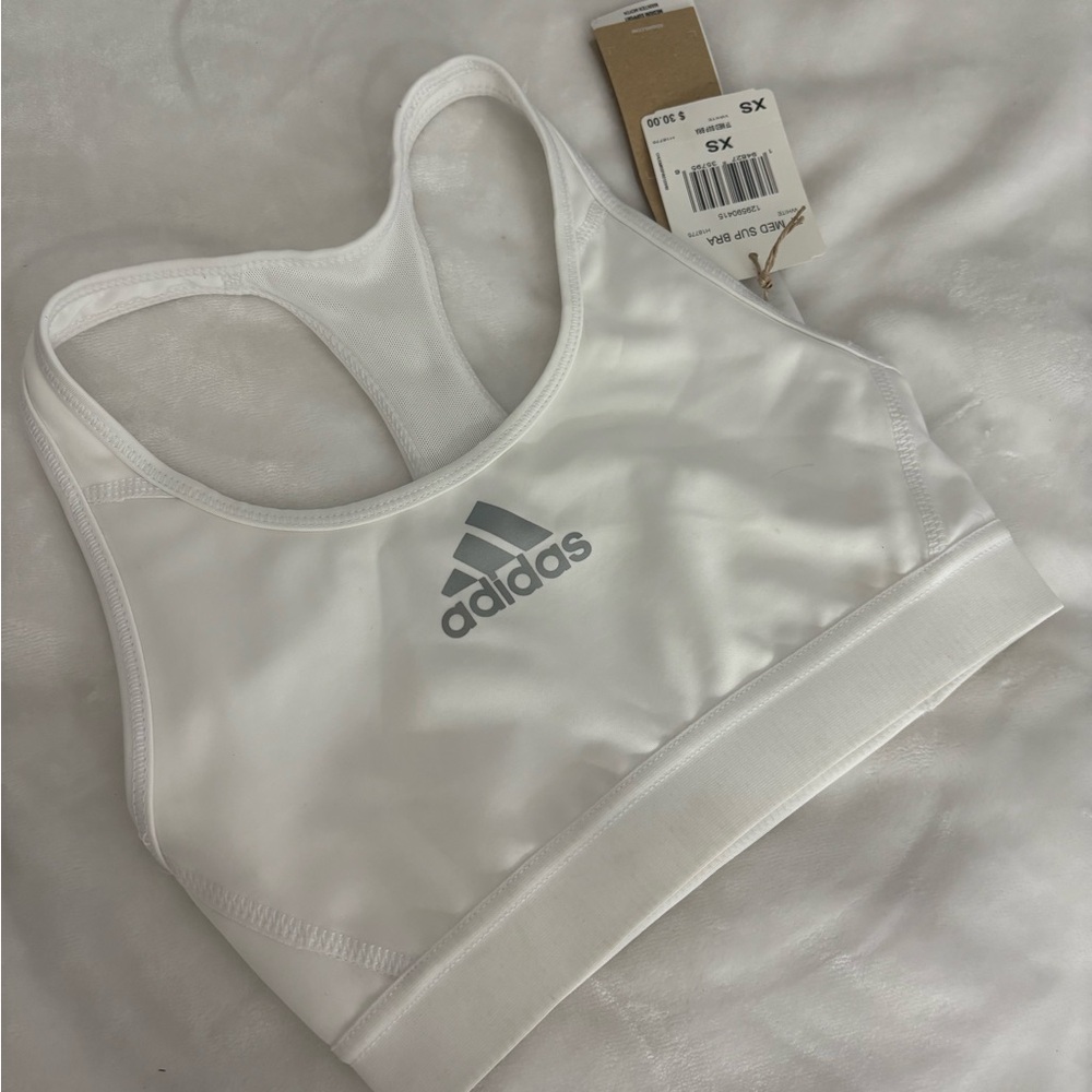 Adidas White Racerback Sports Bra